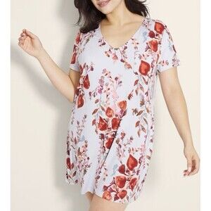 SOMA COOL NIGHTS SLEEPSHIRT Floral blue V Neck size XL nightgown